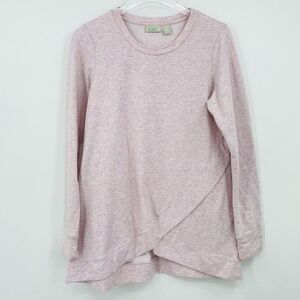 LOGO Lounge Size Small Pink Heathered French Terry Top w/ Asymmetric Hem